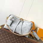 LV M13157 Hand It All PM Light Grey Perforated Mahina Calfskin