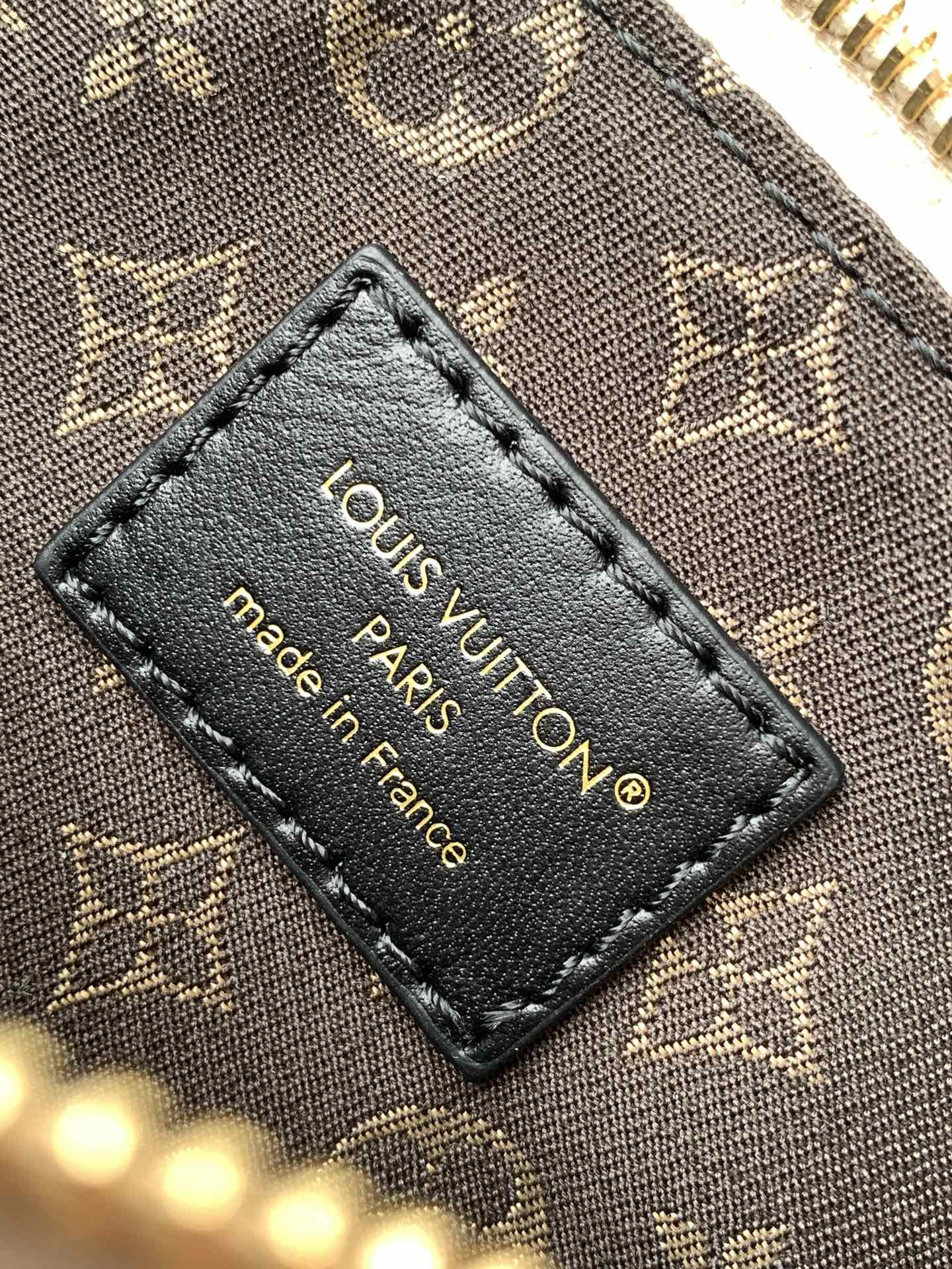 LV Nano LV Biker 23cm Black Beige Sheepskin & Cowhide Metal