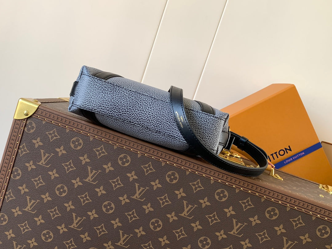 LV Nano LV Biker 23cm Black Light Gray Sheepskin & Cowhide Metal