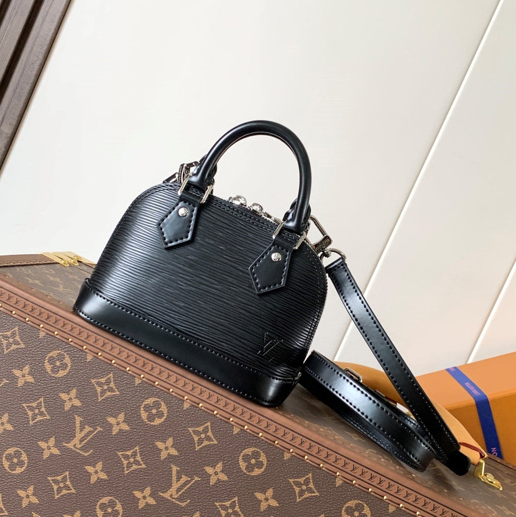 LV Alma BB Handbag 18cm Black Epi Cowhide Metal HW