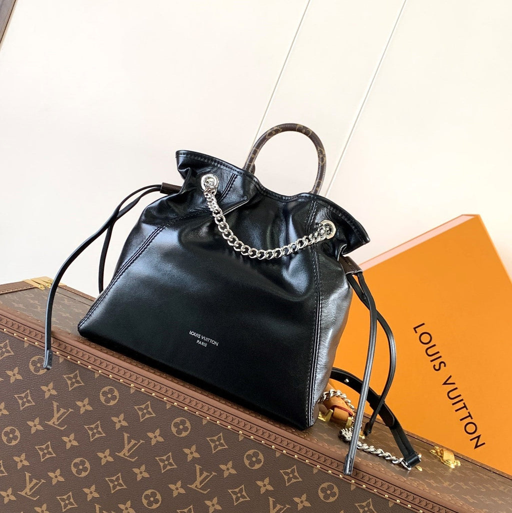 LV Off Duty Backpack 24cm Black Lambskin Sliver HW