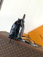 LV Off Duty Backpack 24cm Black Lambskin Sliver HW