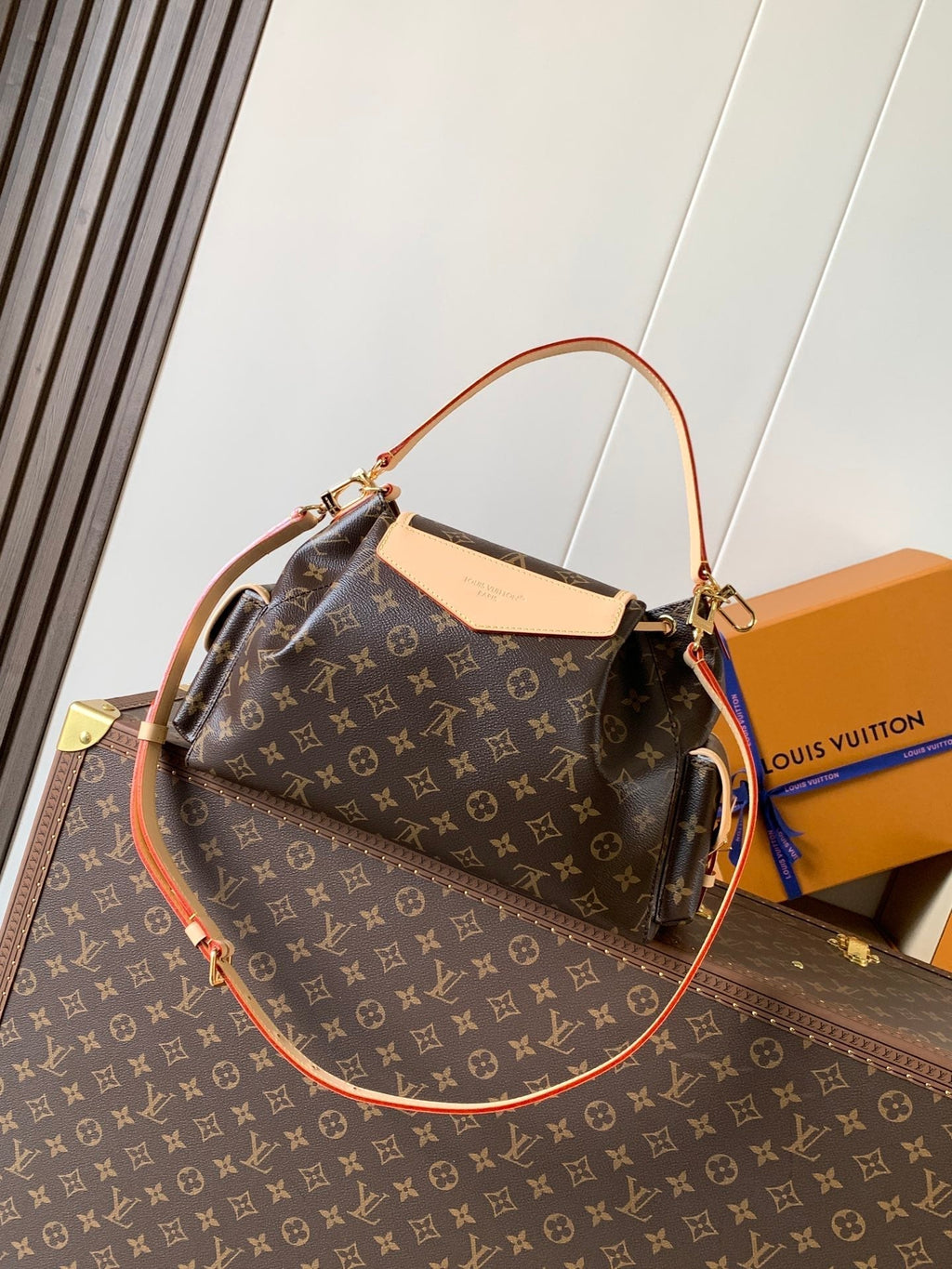 LV Odyssee MM 36cm Brown Beige Monogram Canvas & Cowhide