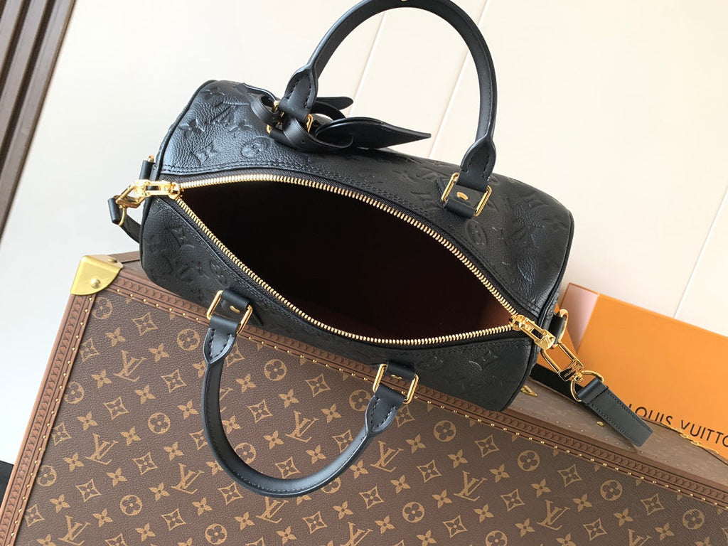 LV M47186 Speedy Soft 30 Black Monogram Empreinte Leather