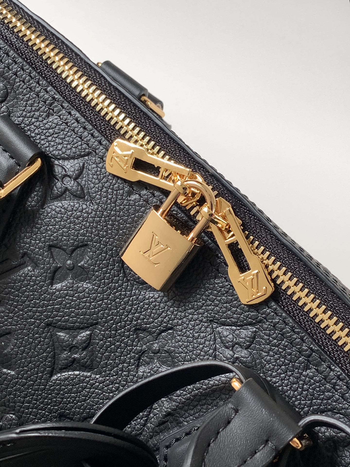 LV M47186 Speedy Soft 30 Black Monogram Empreinte Leather