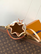 LV Nano Noé Bag White Beige Monogram Canvas Cowhide 281677