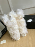 CC ANKLE HIGH BOOTS IN WHITE MIX BLACK WOOL FUR