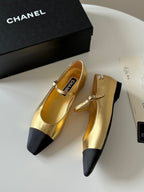 MARY JANE GOLDEN MIX BLACK CALFSKIN