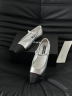 MARY JANE SILVER MIX BLACK CALFSKIN