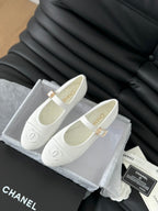 MARY JANE SHOES WHITE CORDUROY TWILL FABRIC