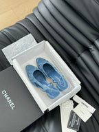 CLASSIC HIGH SLINGBACK CERULEAN BLUE CALFSKIN