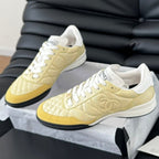 CC SNEAKER IN LIGHT YELLOW MIX WHITE EMBROIDERED LAMBSKIN