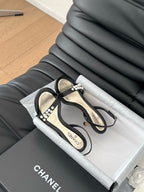 PEARL SANDAL IN BLACK AND GOLD LAMBSKIN 75 MM