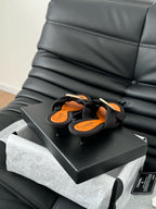 BLACK FABRIC CC SLIDE SANDALS