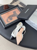 HIGH HEELS WAIST CUTTING IN WHITE MIX BLACK CALFSKIN