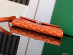 CHYPRE WALLET-POUCH 21 IN ORANGE GOYARDINE CANVAS AND CALFSKIN