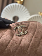 CC Double-Pocket Messenger Bag Brown Lambskin Quilted