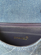 CHANEL 25S MINI FLAP BAG 18 IN BLUE DENIM WITH GOLD HARDWARE