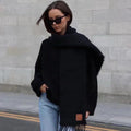 SCARF 185 CM IN BLACK MOHAIR AND WOOL 188207