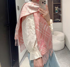 CLASSIC CHECK SCARF 168 CM IN ROSE PINK CASHMERE 396321
