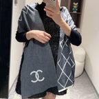 SCARF 180 CM IN MO GRAY MIX WHITE CASHMERE 401970