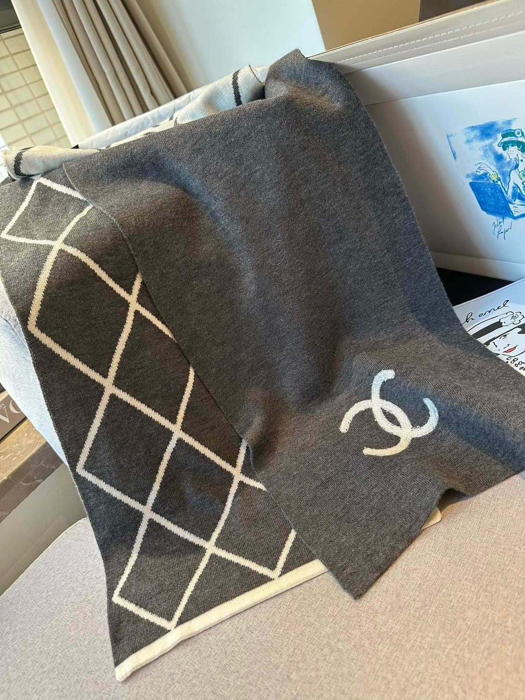 SCARF 180 CM IN MO GRAY MIX WHITE CASHMERE 401970