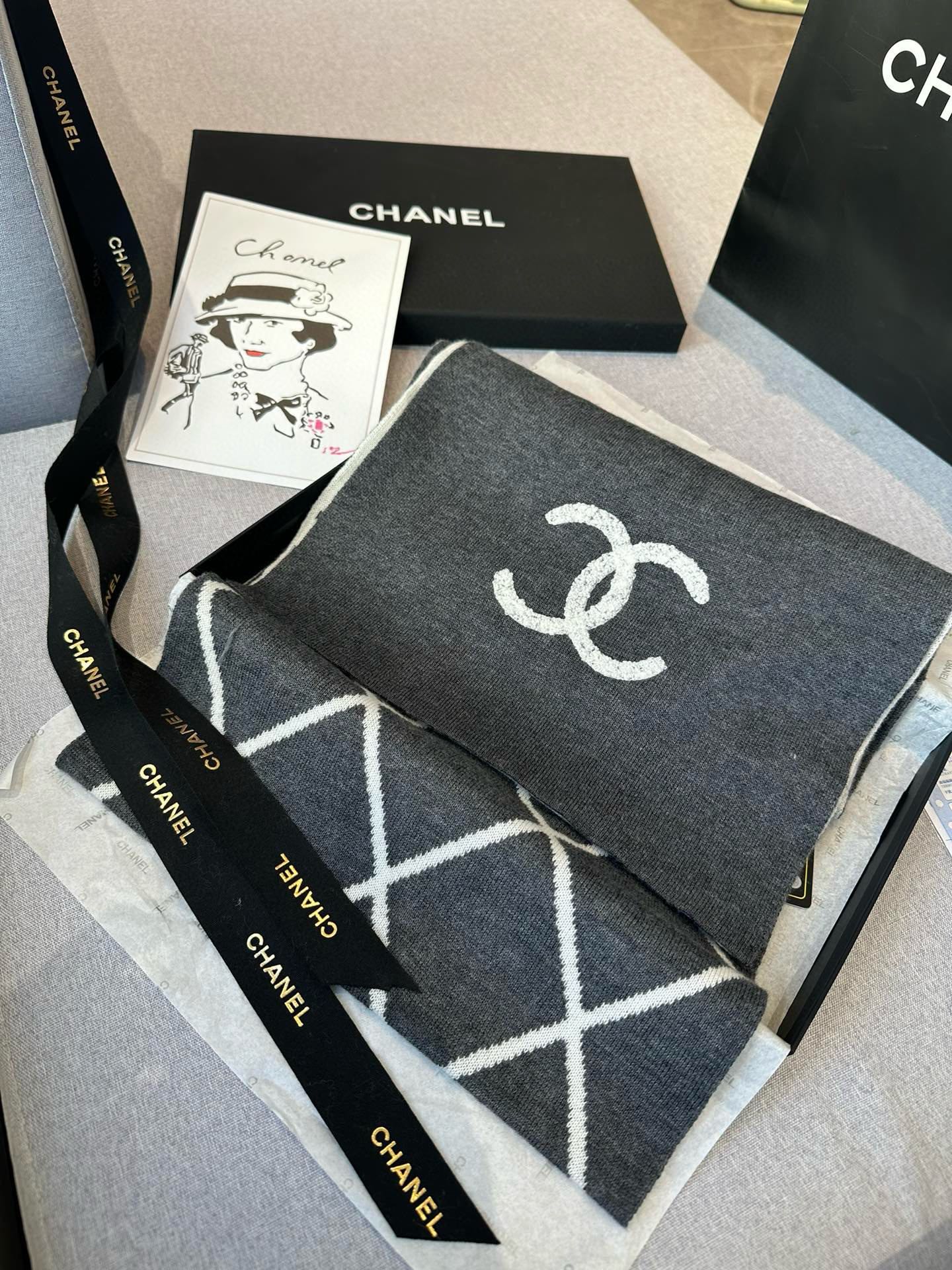 SCARF 180 CM IN MO GRAY MIX WHITE CASHMERE 401970