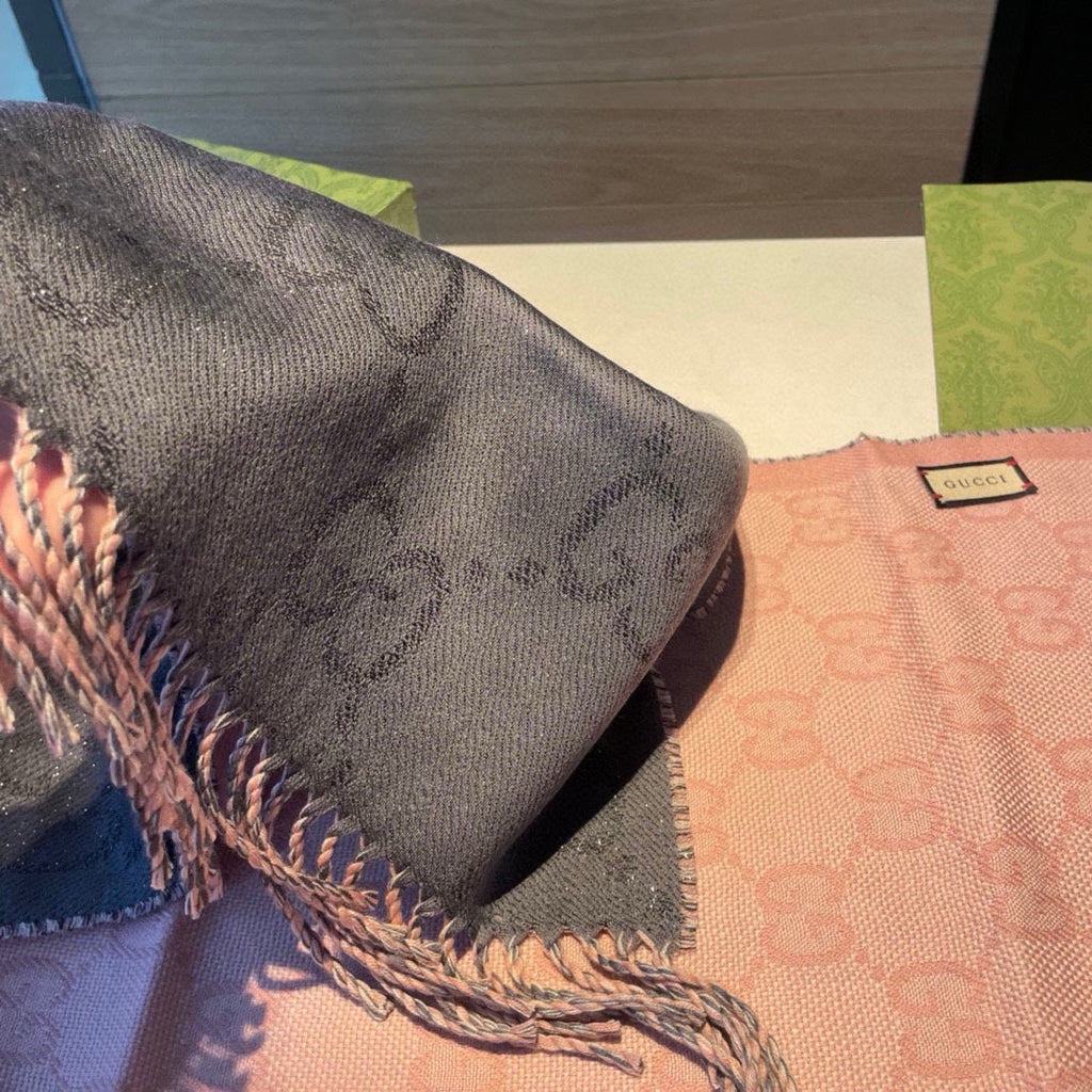 SCARF IN MO GRAY AND LIGHT PINK WOOL 405143