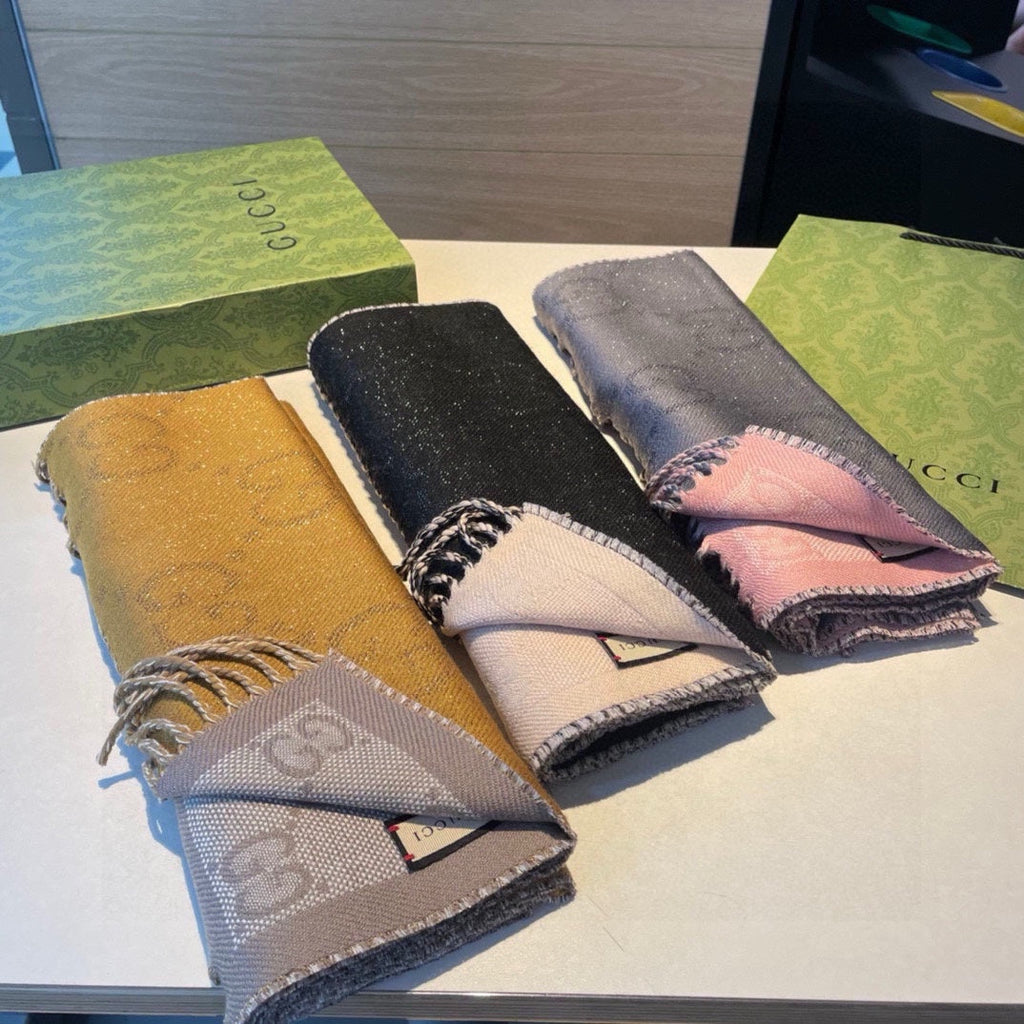 SCARF IN MO GRAY AND LIGHT PINK WOOL 405143
