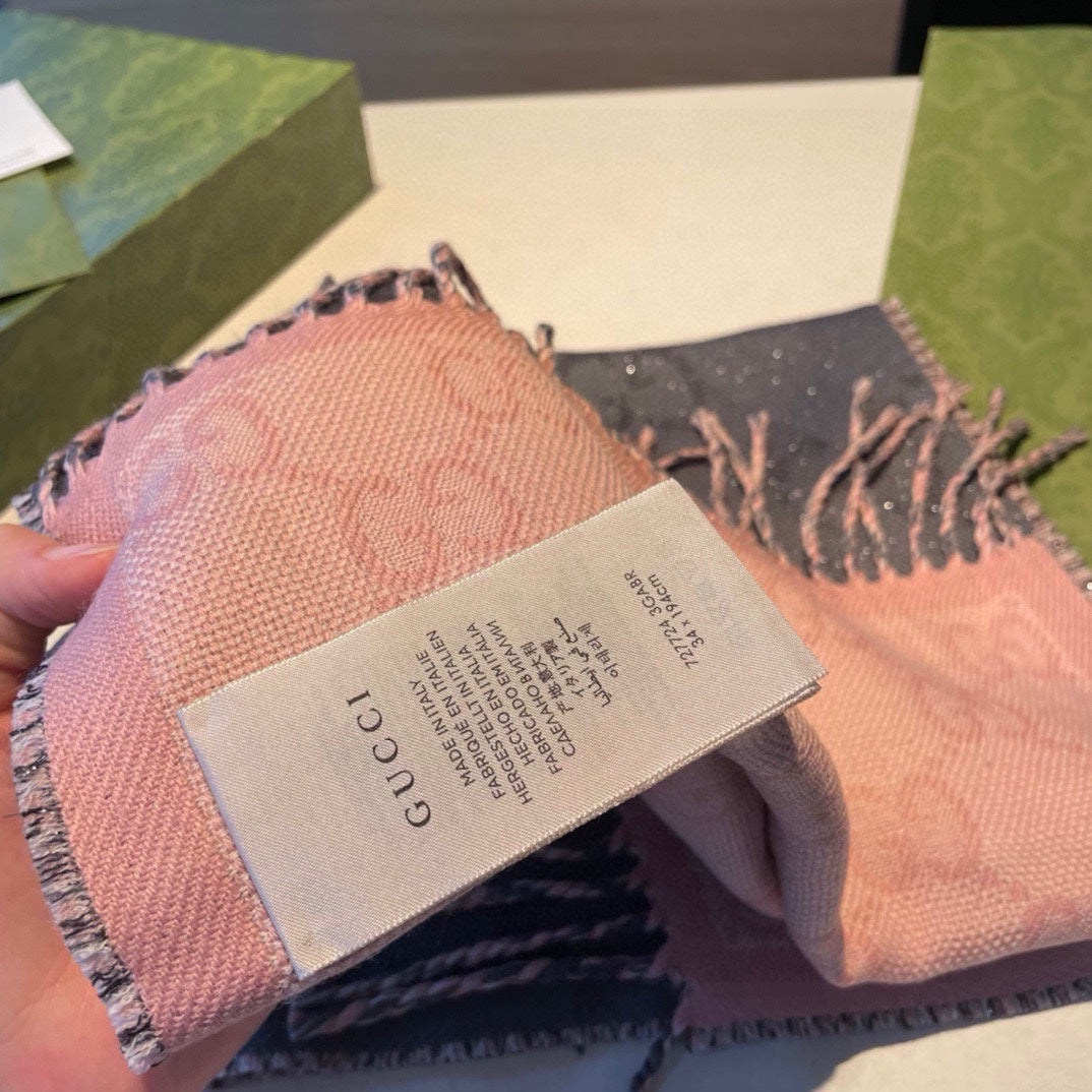 SCARF IN MO GRAY AND LIGHT PINK WOOL 405143