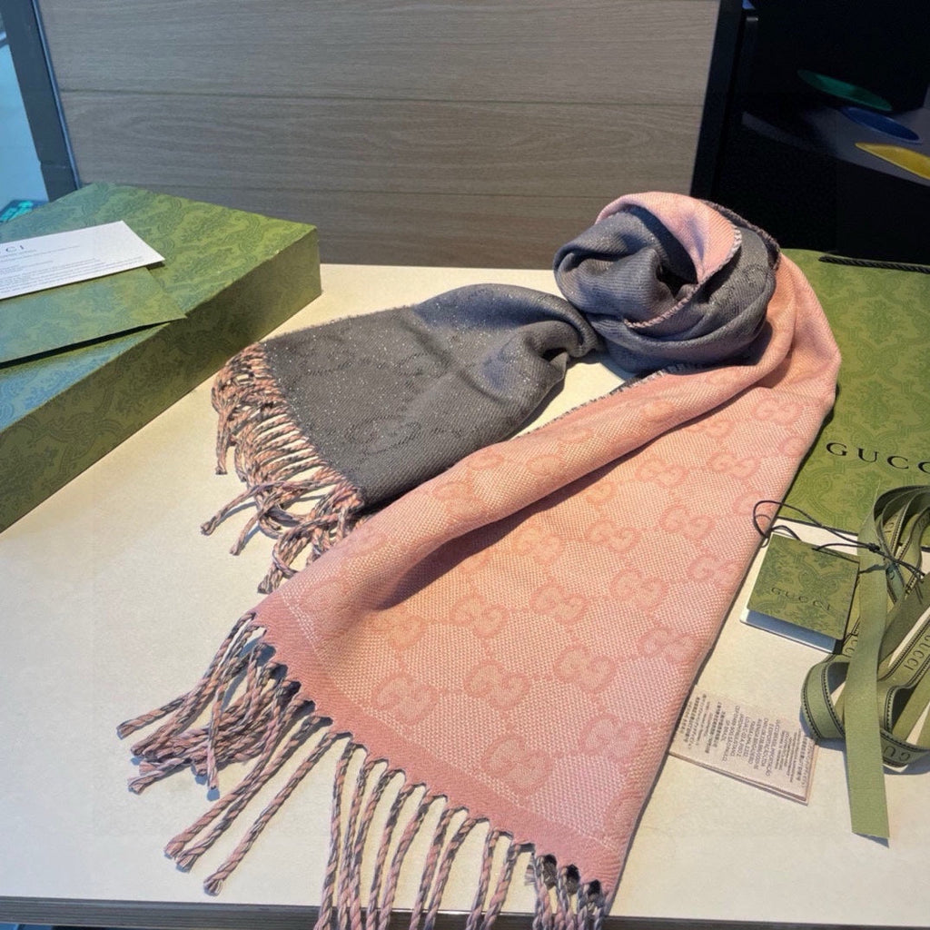 SCARF IN MO GRAY AND LIGHT PINK WOOL 405143