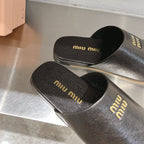 Mules Slippers Black Lambskin
