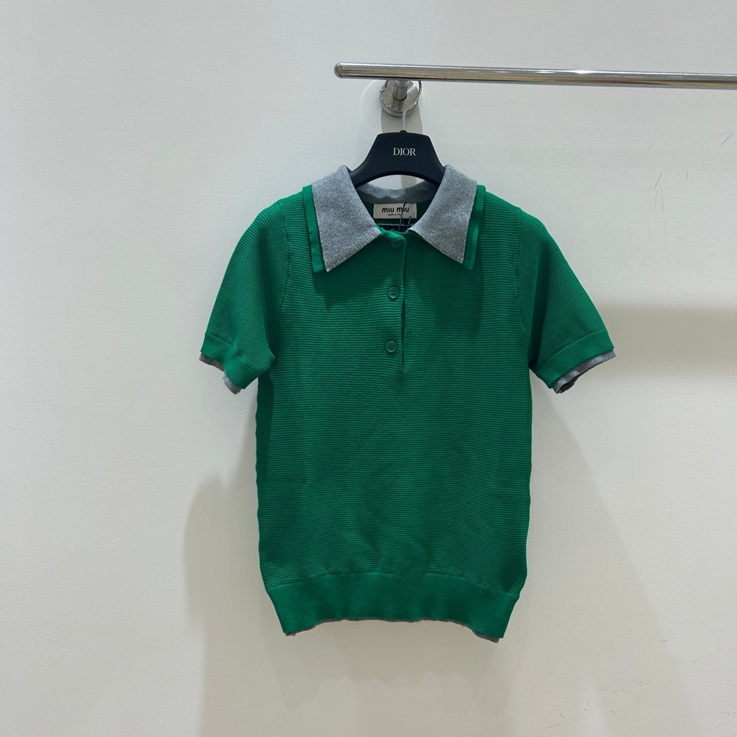 MIUMIU SHORT-SLEEVE KNIT POLO SHIRT STYLE 202