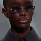 FIRST CRYSTAL RIMLESS OVAL FRAME SUNGLASSES 557152 IN METAL