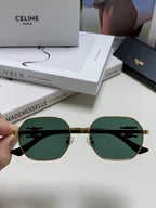 TRIOMPHE SUNGLASS 497821 IN GOLD METAL DARK TEAL LENSES