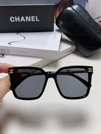 SQUARE SUNGLASSES 632886 IN BLACK ACETATE METAL FRAME EMBOSSED LOGO