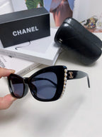 CAT EYE SUNGLASSES 632701 IN BLACK ACETATE EMBOSSED PEARL