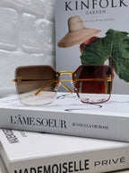 FIRST CRYSTAL SQUARE FRAME SUNGLASSES FE4082US IN METAL