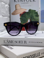 BEE EMBELLISHED BUTTERFLY FRAME SUNGLASSES 570242 IN ACETATE