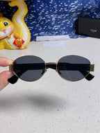 TRIOMPHE SUNGLASS 538532 IN BLACK ACETATE GOLD METAL
