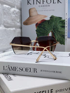 PANTHÈRE RIMLESS GEOMETRIC FRAME SUNGLASSES  539743 IN METAL