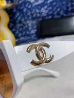 SQUARE SUNGLASSES CH5495 IN WHITE ACETATE BROWN LENSES