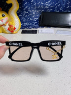 SQUARE SUNGLASSES 641807 IN BLACK ACETATE LIGHT BROWN LENSES