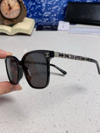 SQUARE SUNGLASSES 632032 IN BLACK ACETATE SILVER METAL