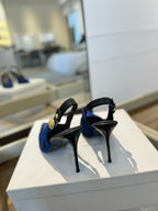 BALMAIN 25S SLINGBACK EVA 95MM IN BLUE AND BLACK ZEBRA PRINT CALFSKIN