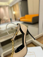 BALMAIN 25S SYNC STILETTOS WITH POINTED TOE 95MM IN BEIGE CALFSKIN
