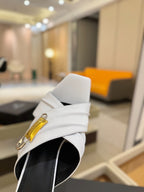 BALMAIN 25S WEDGE HEEL SANDALS 100MM IN WHITE CALFSKIN