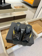 BALMAIN 25S WEDGE HEEL SANDALS 100MM IN BLACK CALFSKIN