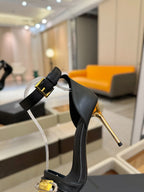 BALMAIN 25S HIGH HEELS 95MM IN BLACK CALFSKIN