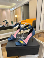 BALMAIN 25S HIGH HEELS 95MM IN BLUE DENIM